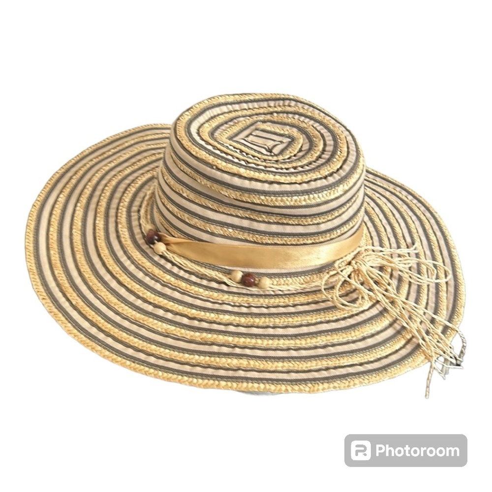 Tirabasso Wide Brim Floppy Boho Straw Beaded Beach Hat